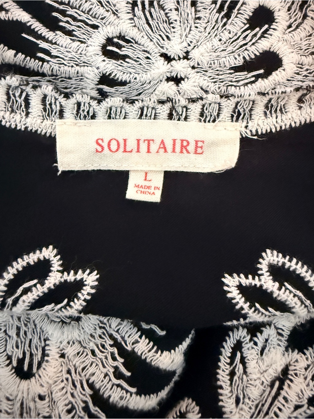 Solitaire Black Blouse with White Floral Lace Motif - Picture 6 of 7